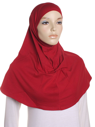Dark Red Plain Cotton 2 Pce Al Amira Hijab - Hijab Store Online