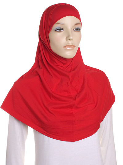 Red Plain Cotton 2 Pce Al Amira Hijab - Hijab Store Online