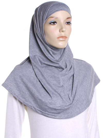 Grey Marl Plain Cotton 2 Pce Al Amira Hijab - Hijab Store Online