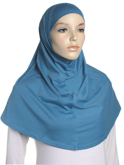 Yale Blue Plain Cotton 2 Pce Al Amira Hijab - Hijab Store Online