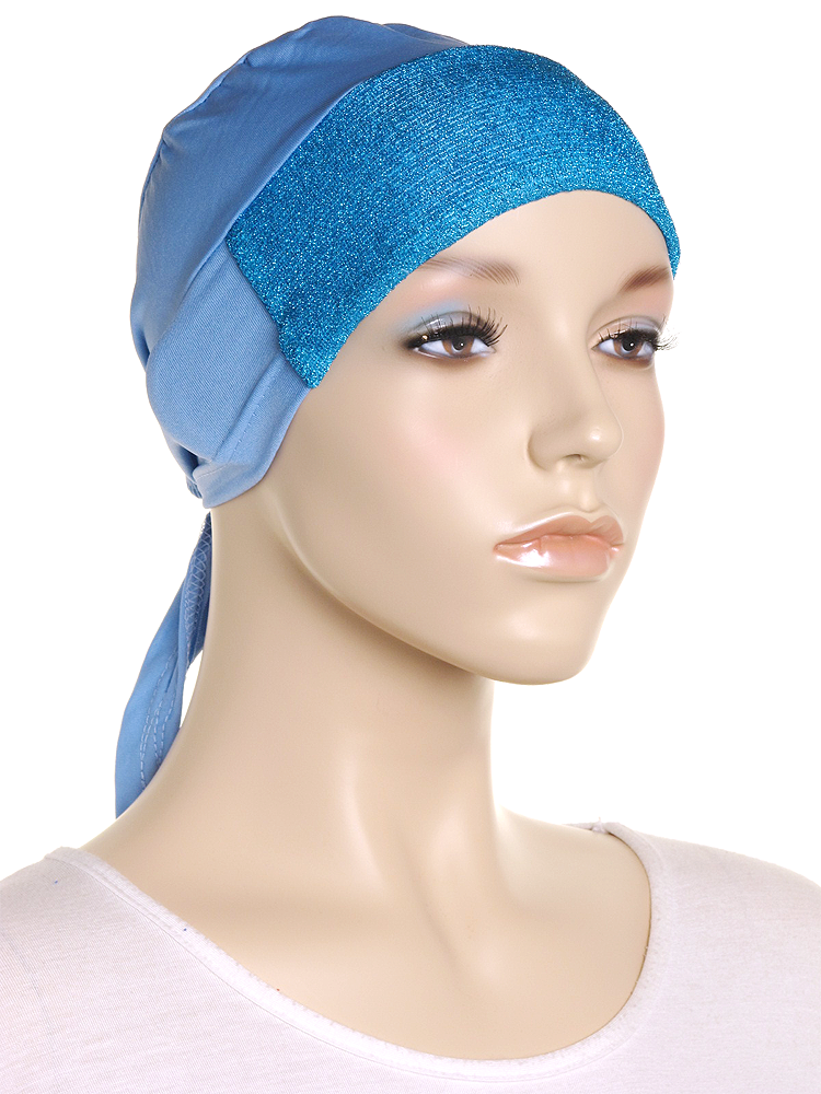 Blue Glitter Tie Back Bonnet - Hijab Store Online