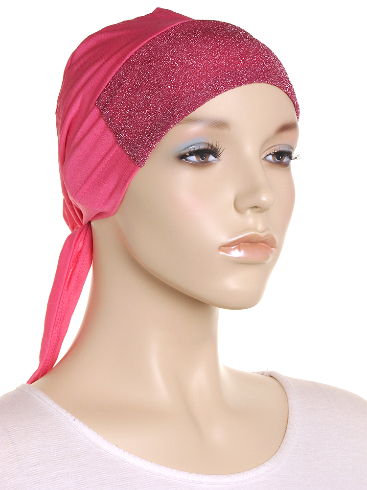 Hot Pink Glitter Tie Back Bonnet - Hijab Store Online