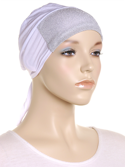 White Glitter Tie Back Bonnet - Hijab Store Online
