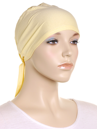 Pastel Yellow Plain Tie Back Bonnet - Hijab Store Online