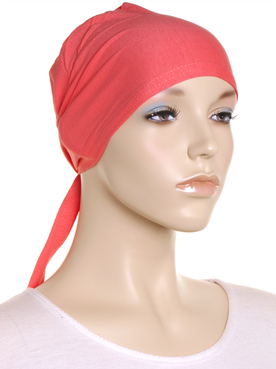 True Coral Plain Tie Back Bonnet - Hijab Store Online