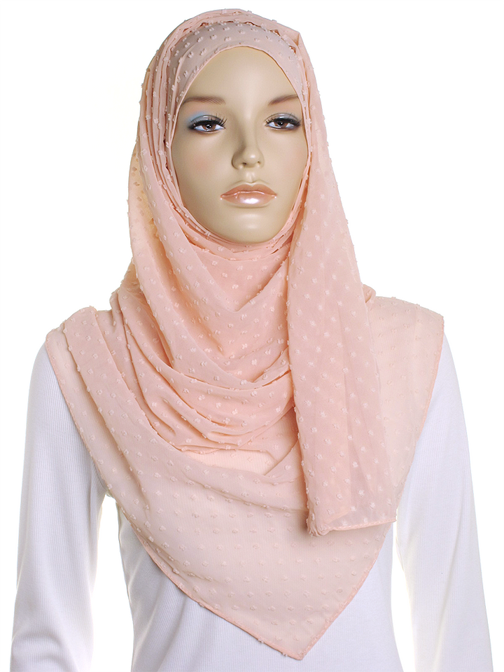 Apricot Dotted Chiffon Hijab