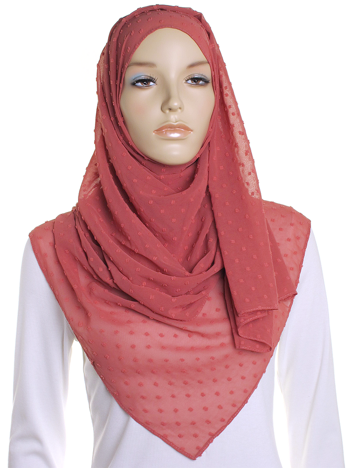 Autumn Pink Dotted Chiffon Hijab