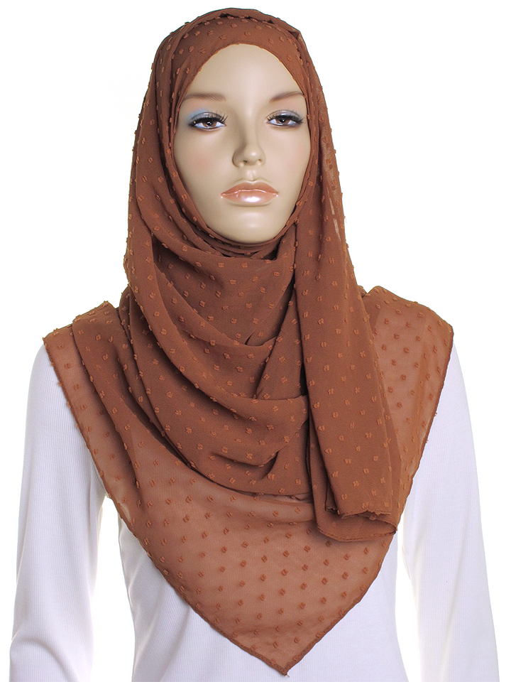 Hazelnut Dotted Chiffon Hijab