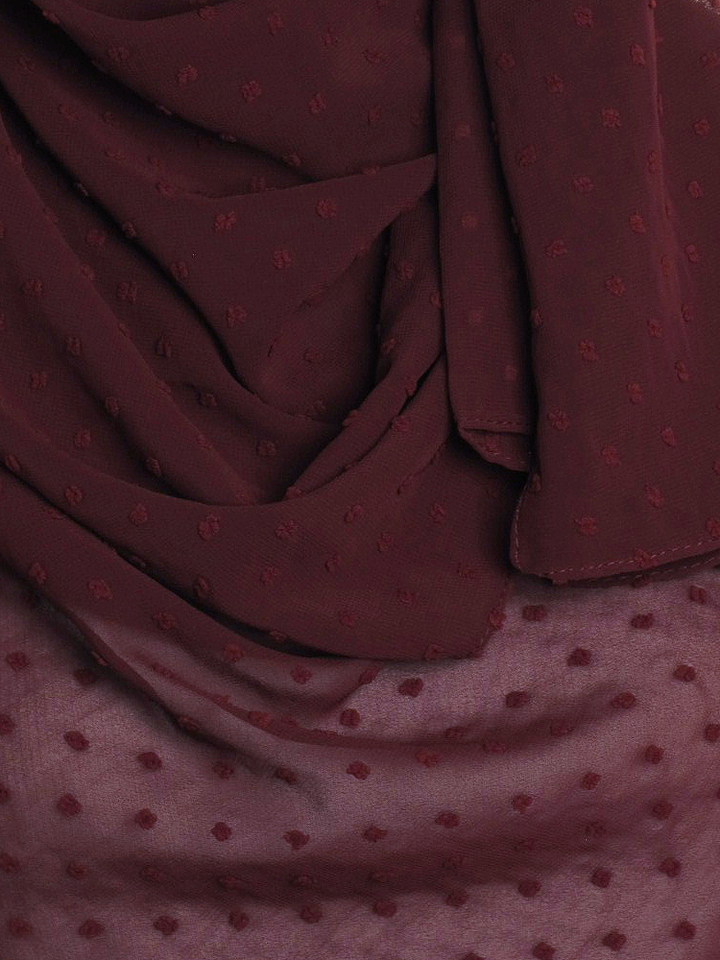 Burgundy Dotted Chiffon Hijab