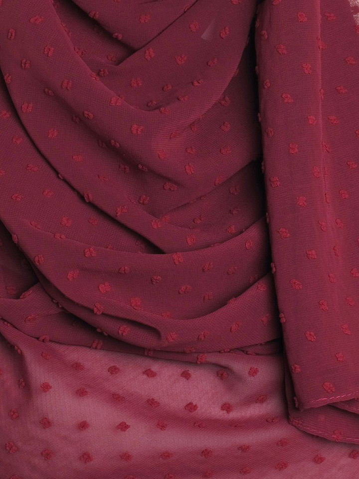 Cerise Dotted Chiffon Hijab