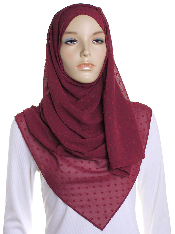 Cerise Dotted Chiffon Hijab