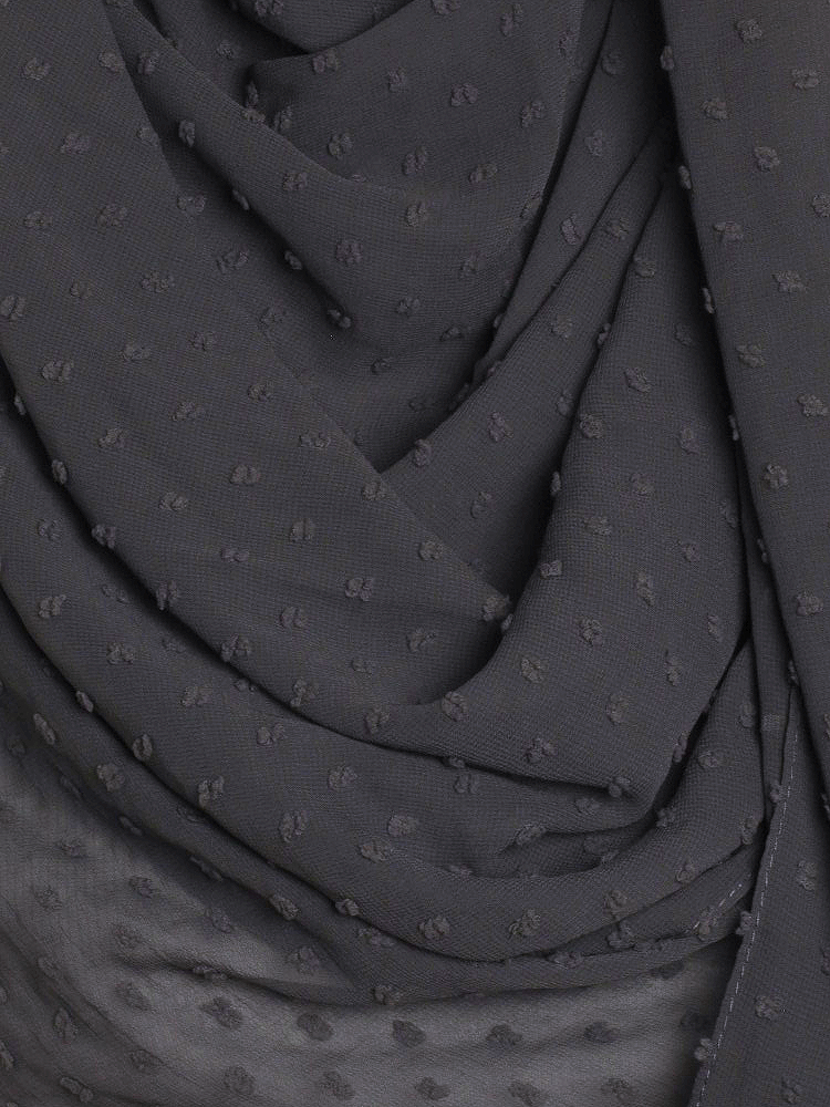 Charcoal Dotted Chiffon Hijab
