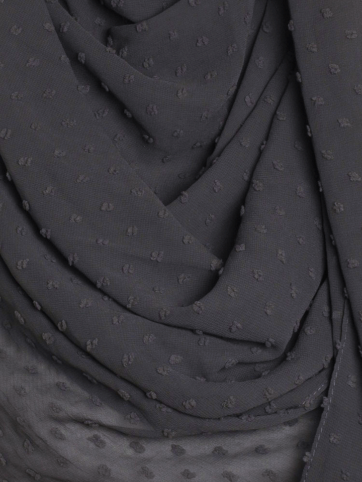 Charcoal Dotted Chiffon Hijab