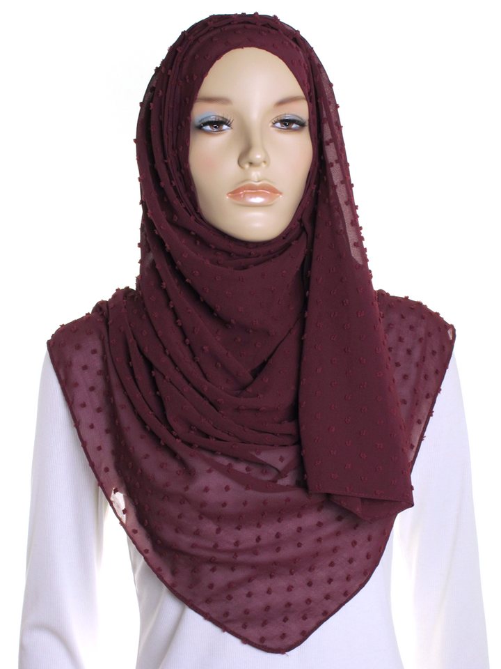 Dark Cerise Dotted Chiffon Hijab