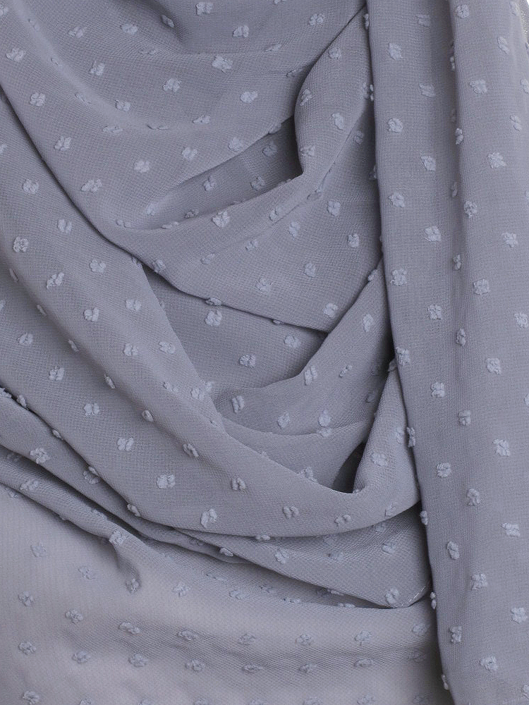 Dove Grey Dotted Chiffon Hijab