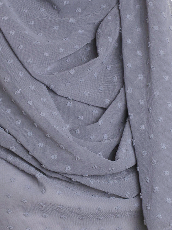 Dove Grey Dotted Chiffon Hijab