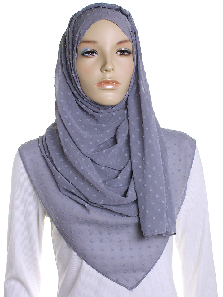 Dove Grey Dotted Chiffon Hijab