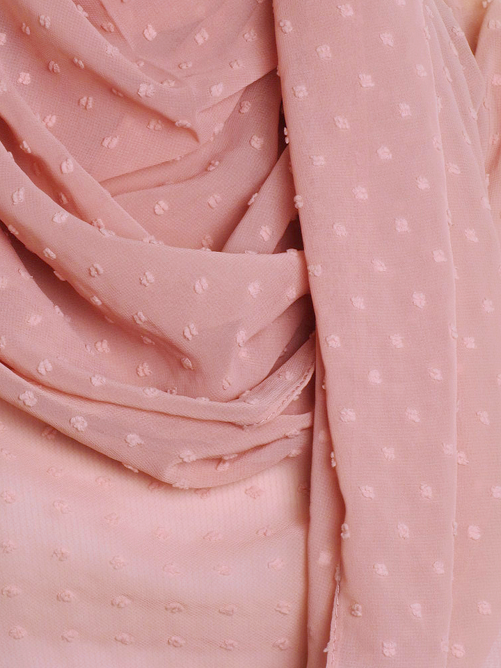 Pink Blush Dotted Chiffon Hijab