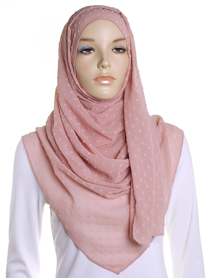 Pink Blush Dotted Chiffon Hijab