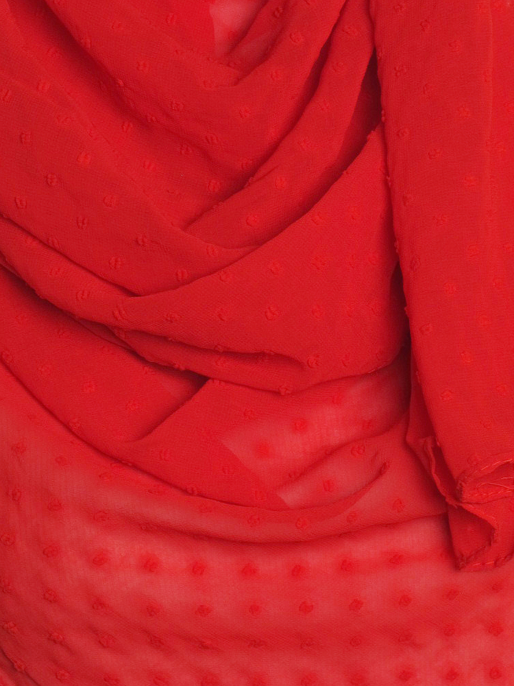 Red Dotted Chiffon Hijab