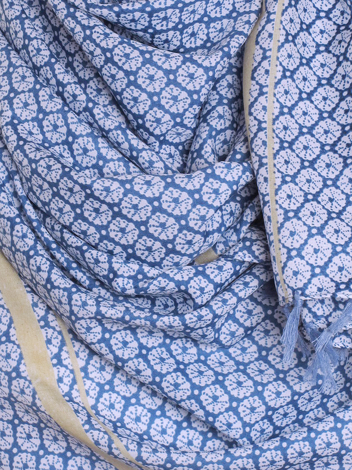 Blue Patterned Tassel Print Hijab