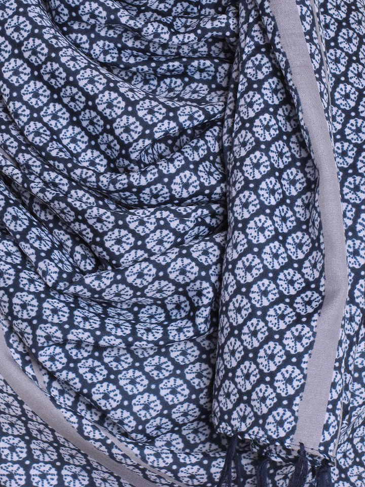 Navy Patterned Tassel Print Hijab