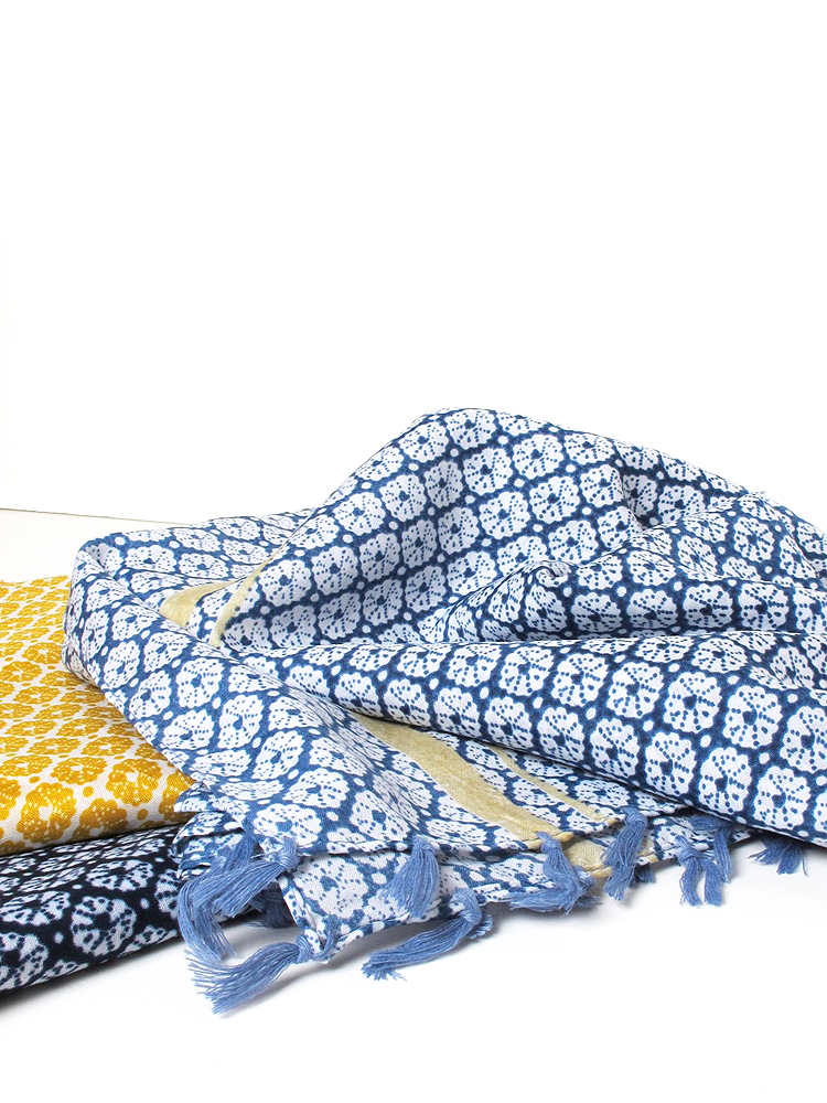 Navy Patterned Tassel Print Hijab