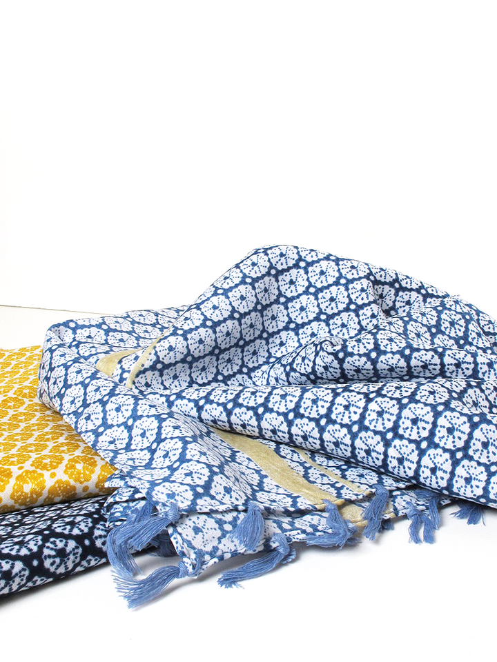 Navy Patterned Tassel Print Hijab
