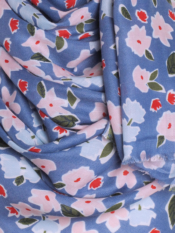 Denim Blue Ditsy Flower Print Hijab