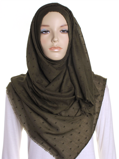 Dark Khaki Dotted Cotton Hijab - Hijab Store Online