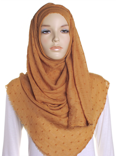 Dark Mustard Dotted Cotton Hijab - Hijab Store Online