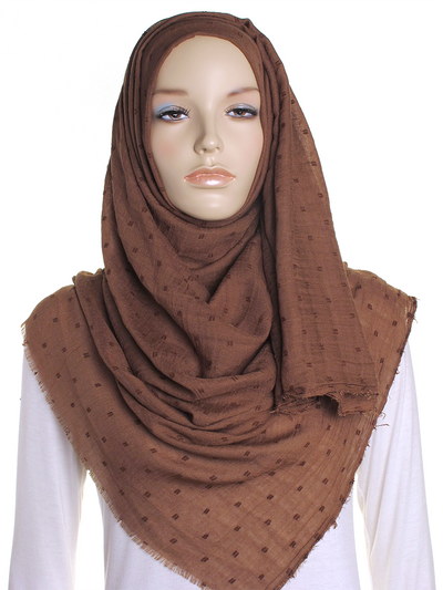 Milk Chocolate Dotted Cotton Hijab - Hijab Store Online