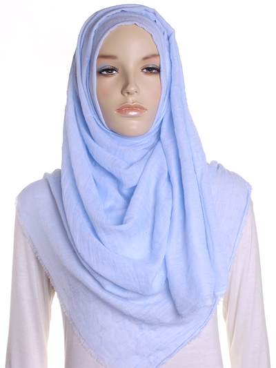 Sky Blue Dotted Cotton Hijab - Hijab Store Online