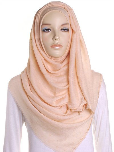 Pale Peach Dotted Cotton Hijab - Hijab Store Online