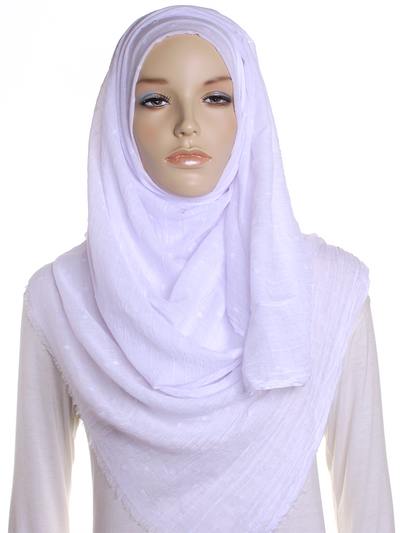 White Dotted Cotton Hijab - Hijab Store Online
