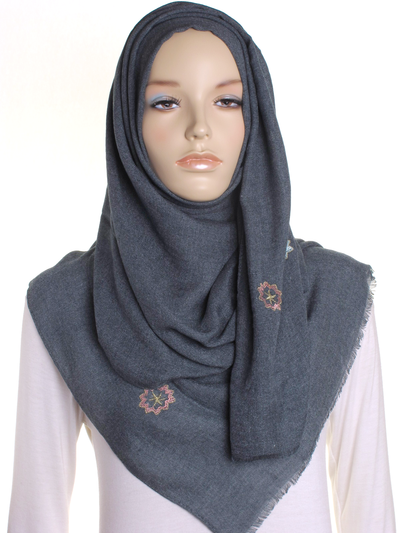Green Floral Embroidered Hijab - Hijab Store Online