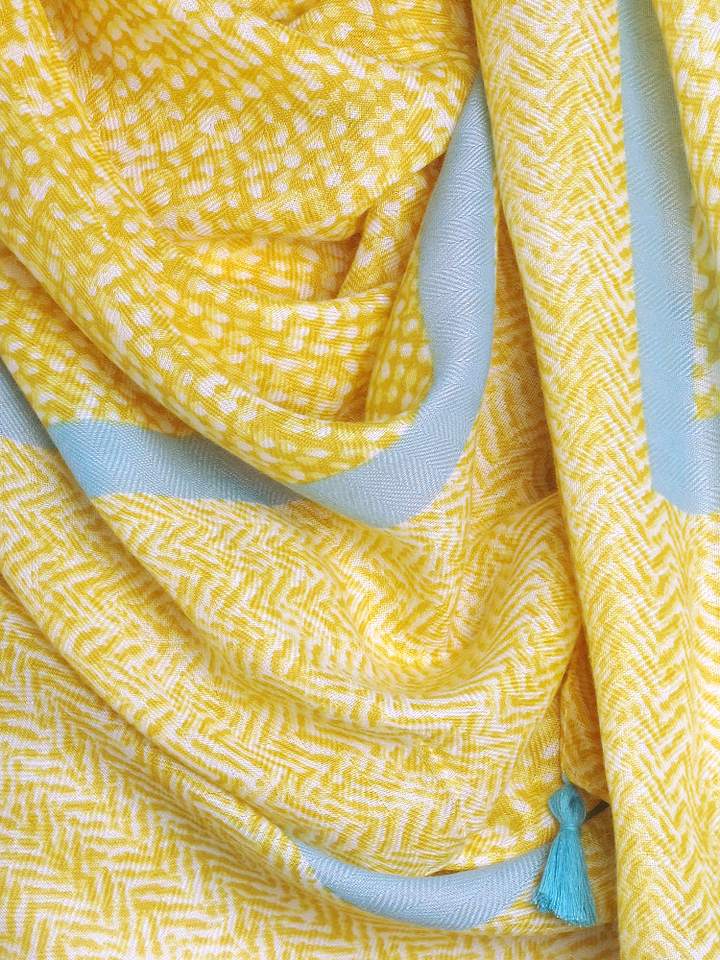 Yellow Herringbone Tassel Hijab - Hijab Store Online