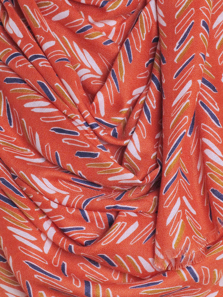 Burnt Orange Line Print Hijab