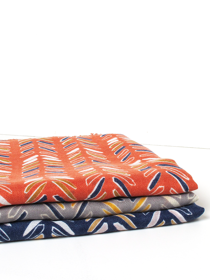 Burnt Orange Line Print Hijab