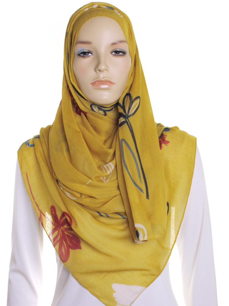 Mustard Quick Sketch Print Hijab