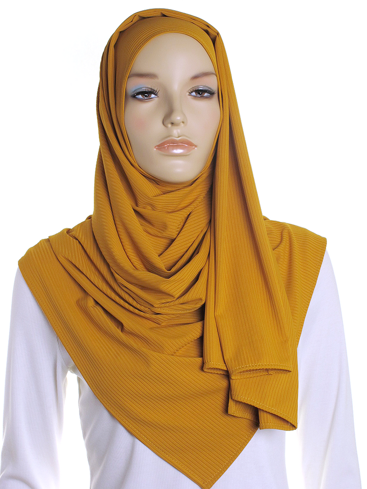 Autumn Gold Ribbed Jersey Hijab