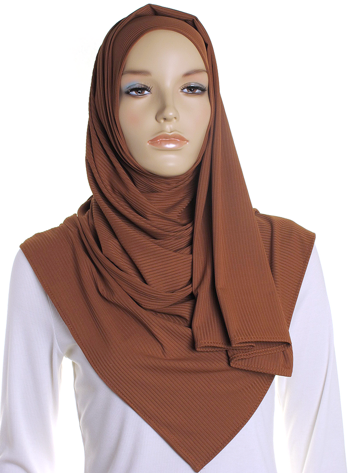 Chestnut Ribbed Jersey Hijab