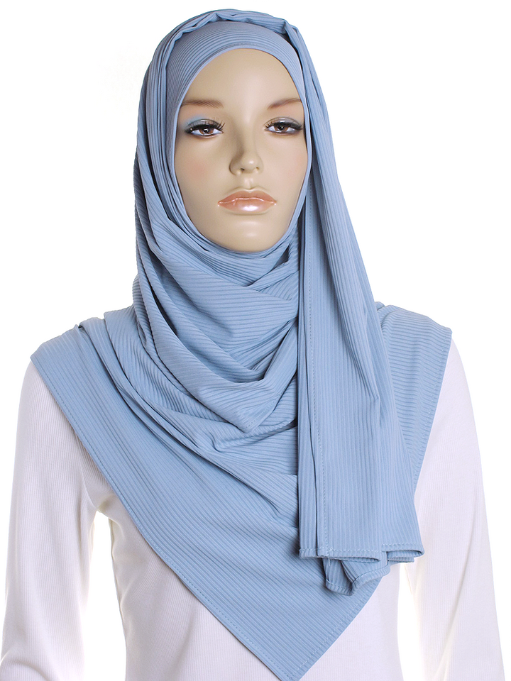 Dusk Blue Ribbed Jersey Hijab