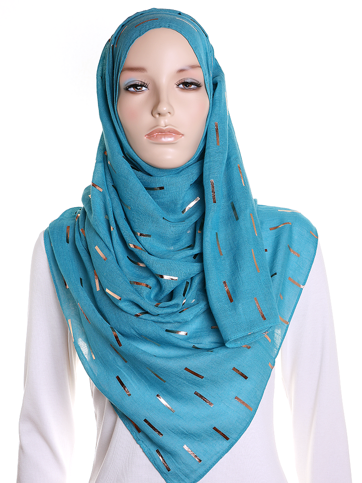 Teal Foil Stripe Hijab