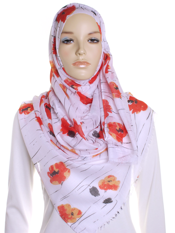 Red Poppy Cotton Hijab