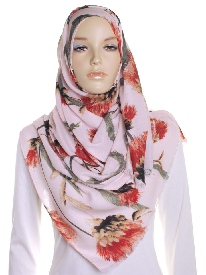 Pink Thistle Print Hijab