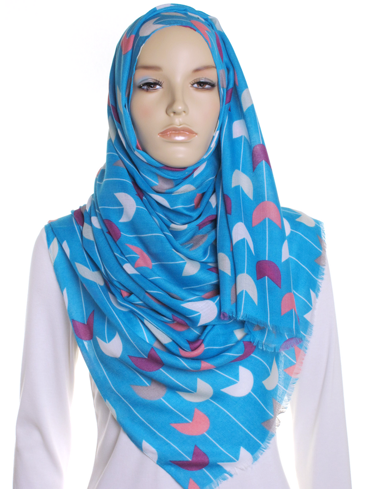 Teal Tulip Print Hijab