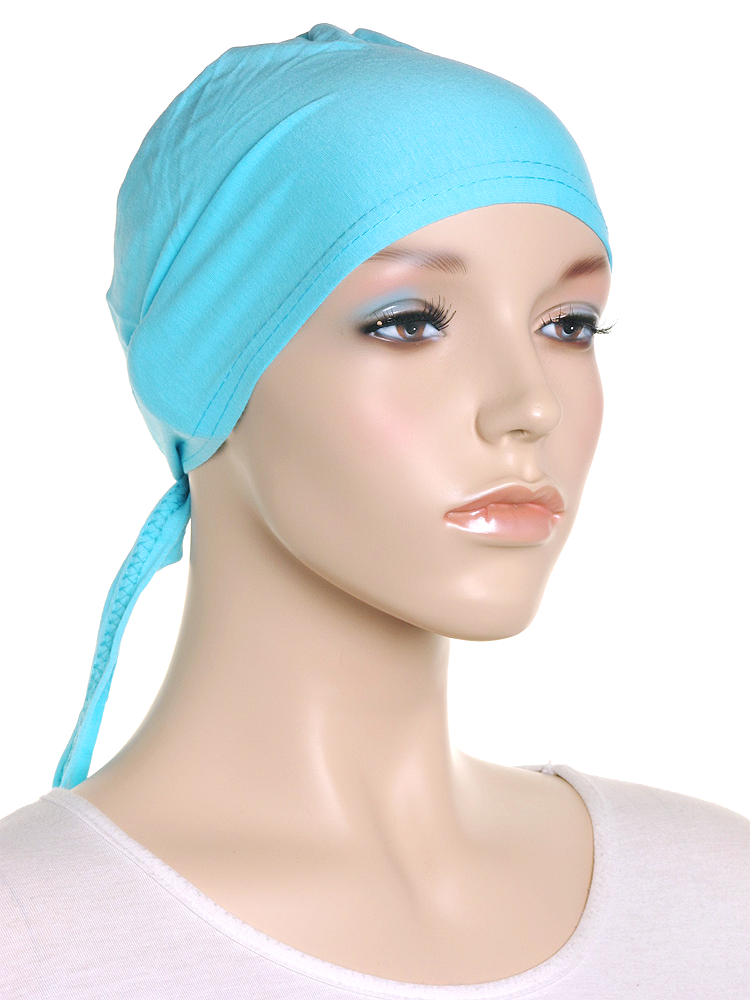 Cyan Blue Plain Tie Back Bonnet - Hijab Store Online