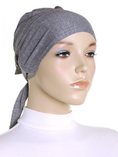 Grey Marl Plain Tie Back Bonnet - Hijab Store Online