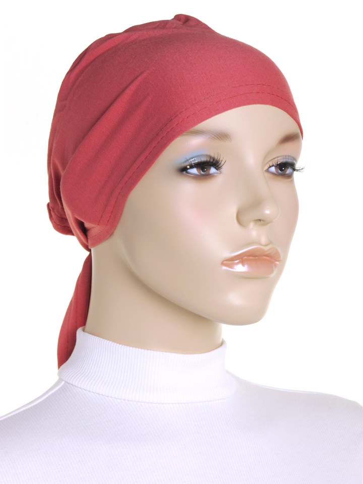 Pastel Red Plain Tie Back Bonnet